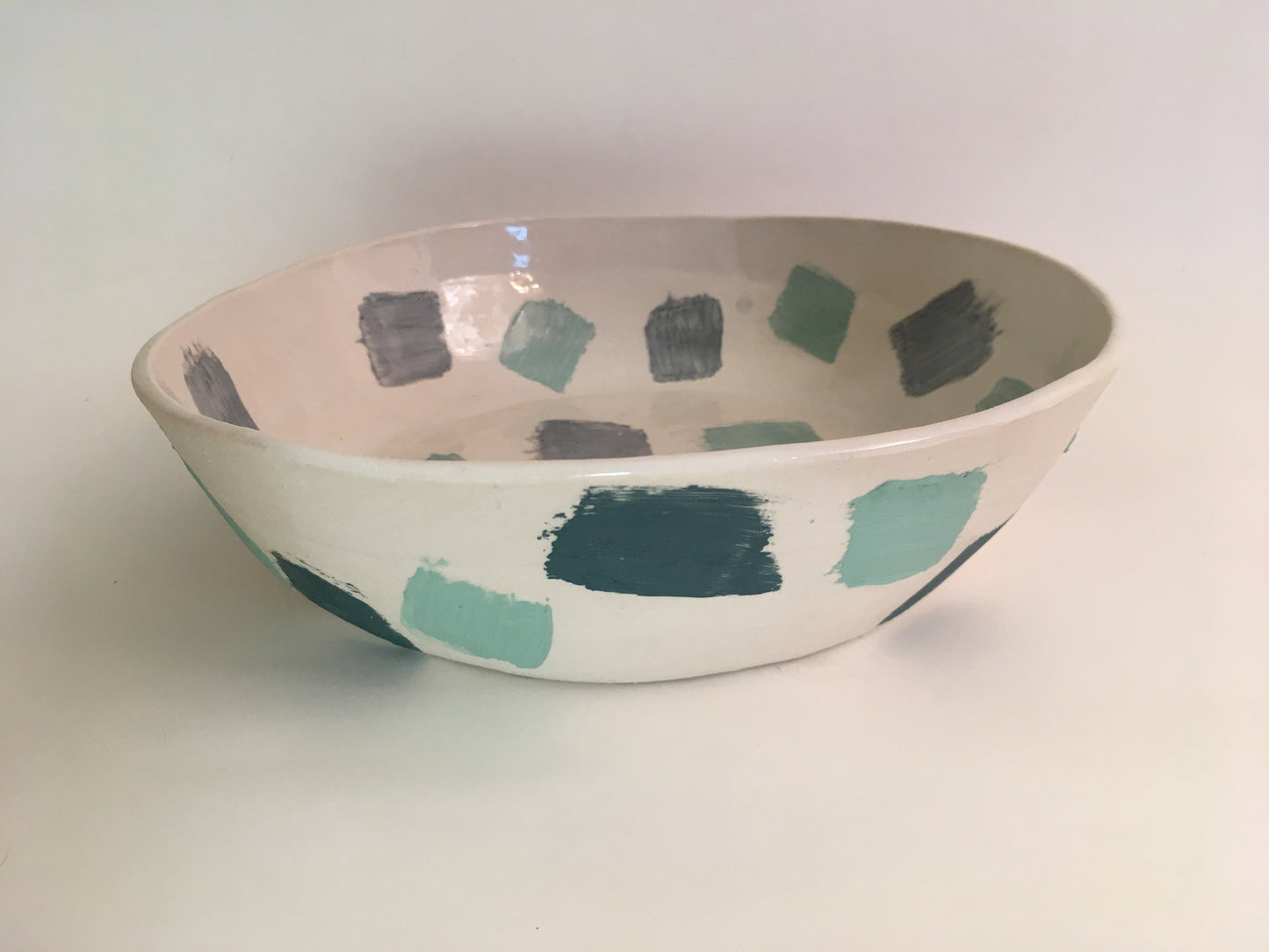 Porcelain Bowl with Light and Dark Green Marks