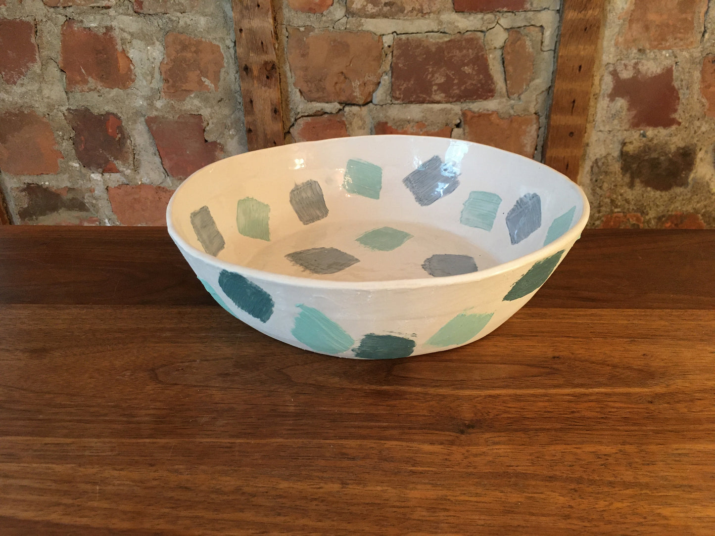 Porcelain Bowl with Light and Dark Green Marks