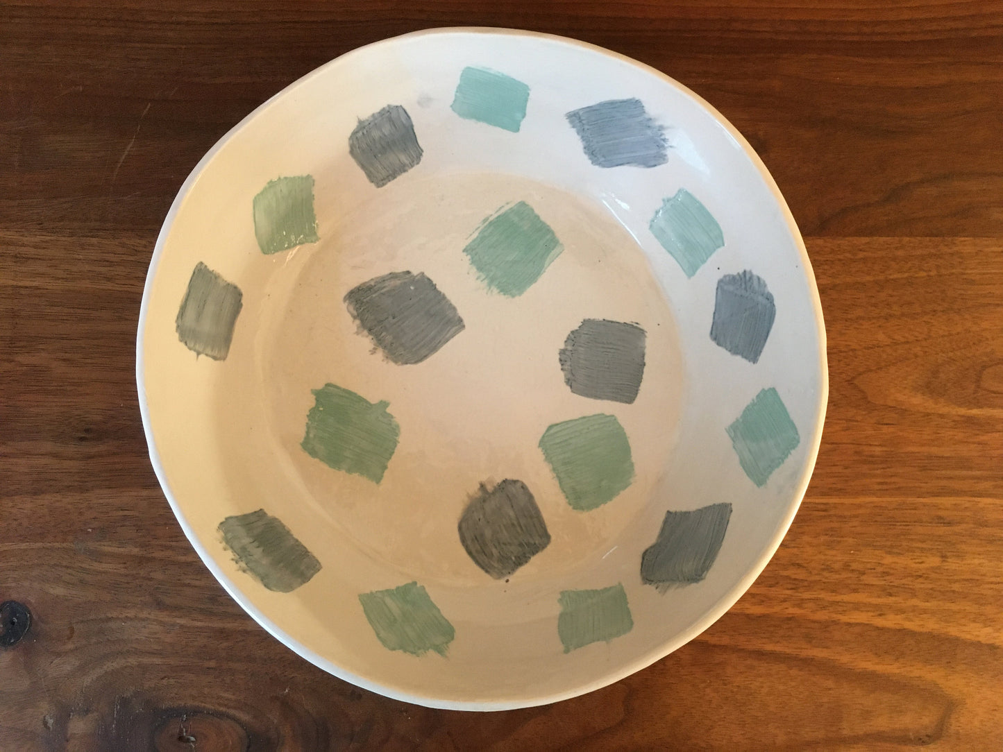 Porcelain Bowl with Light and Dark Green Marks