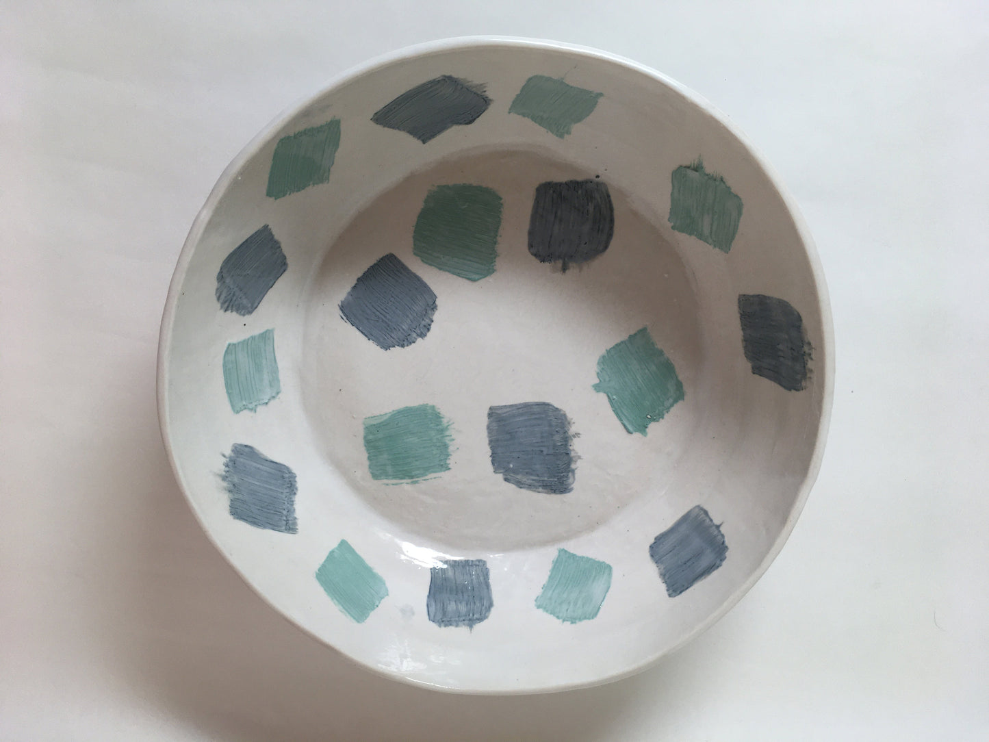 Porcelain Bowl with Light and Dark Green Marks