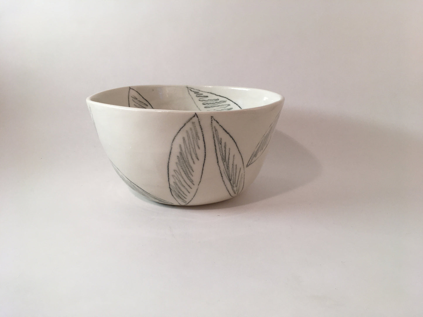 Porcelain Bowl with Leaf Accents