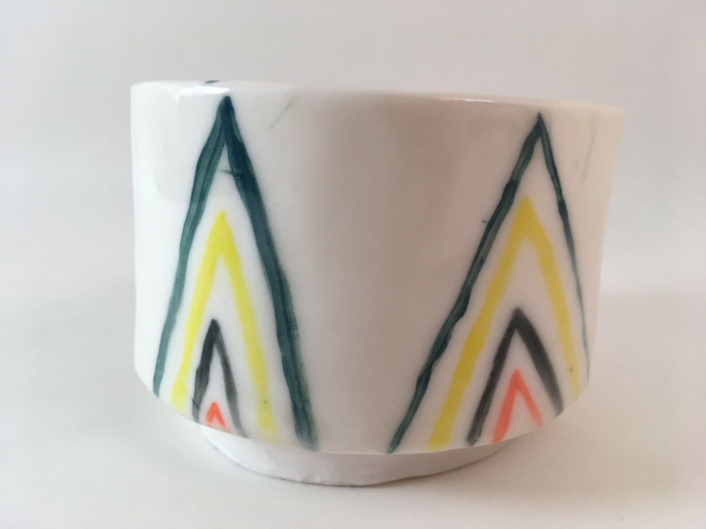 Porcelain Planter with Colored Pattern