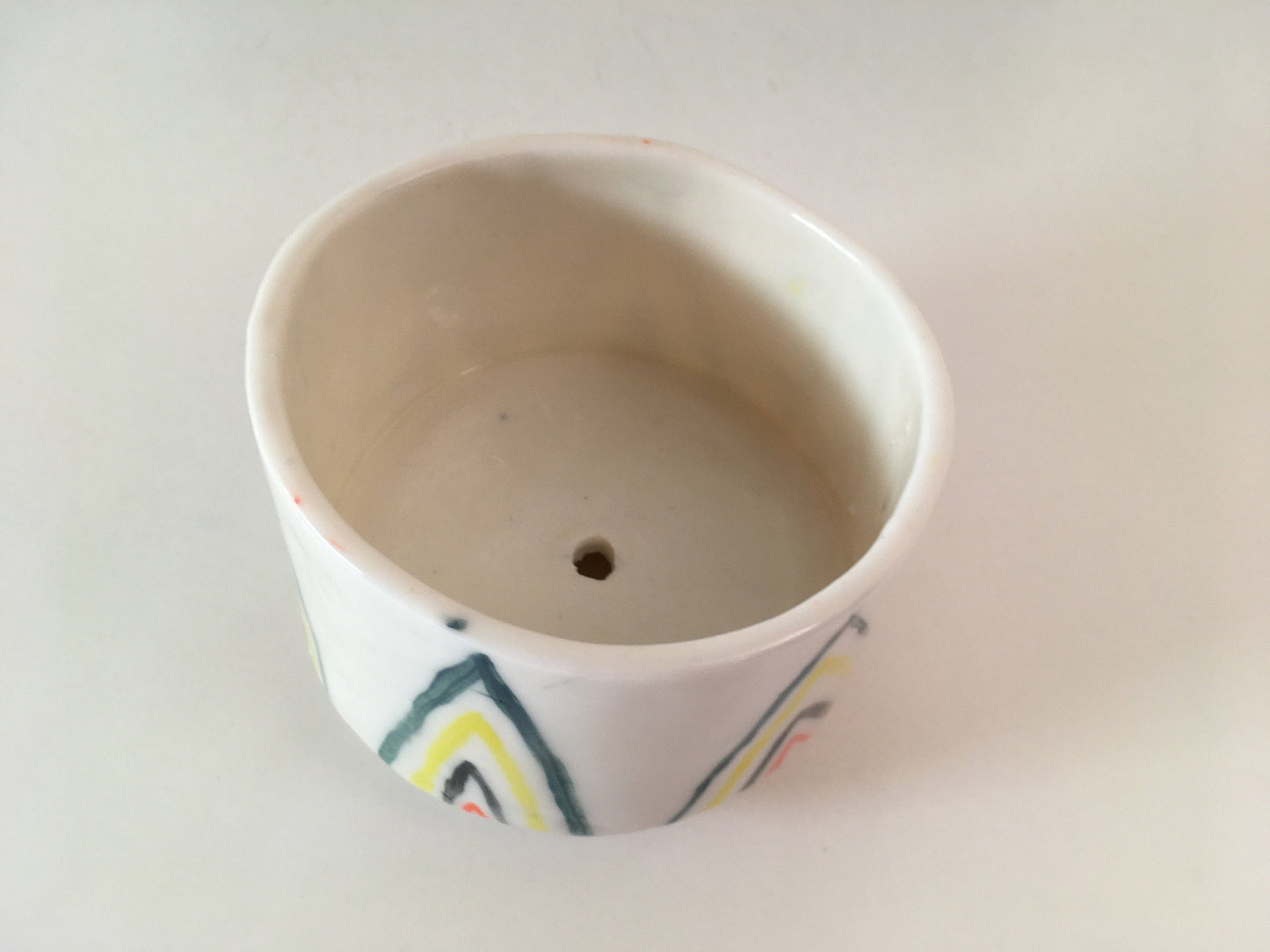 Porcelain Planter with Colored Pattern