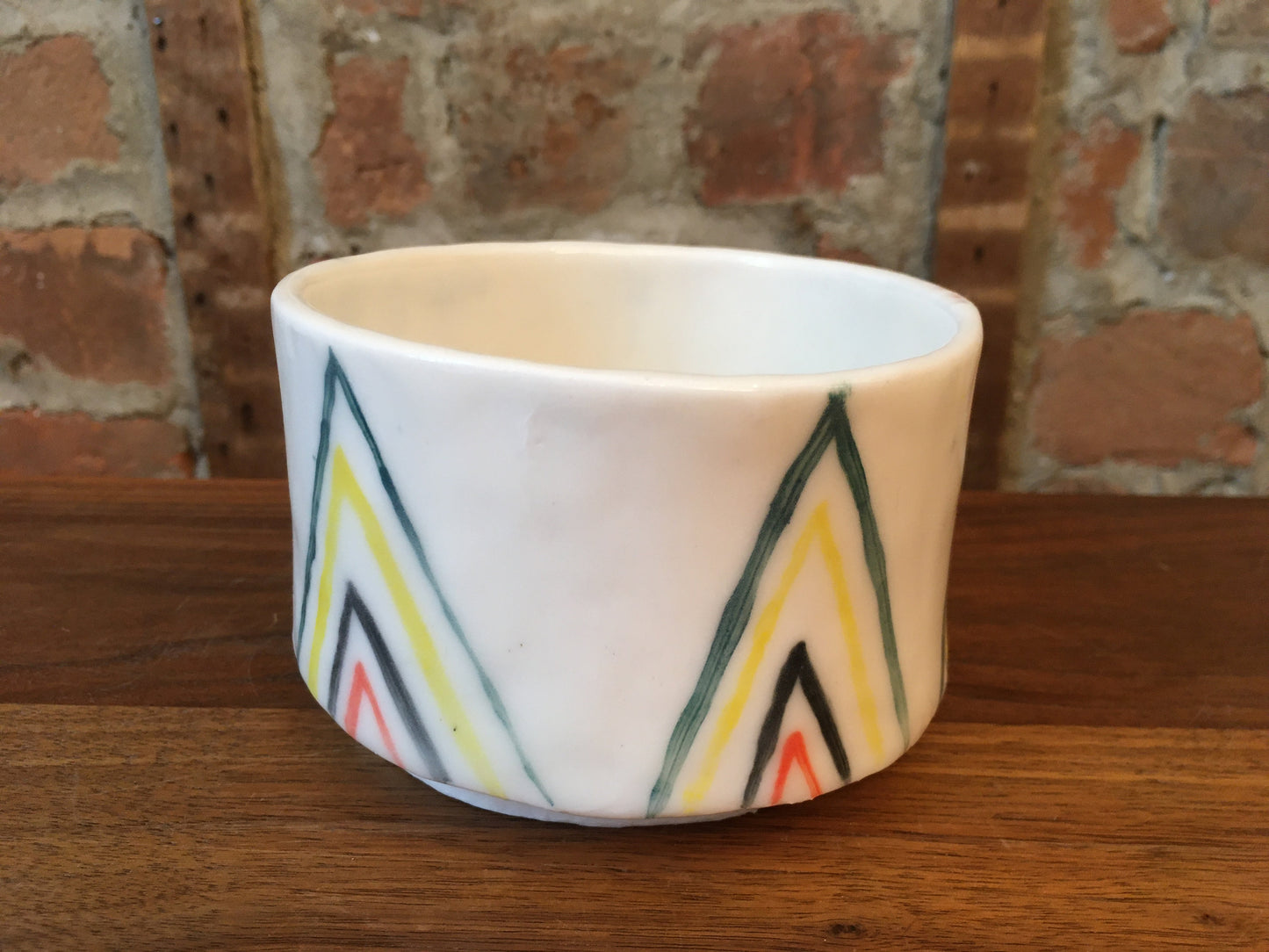 Porcelain Planter with Colored Pattern