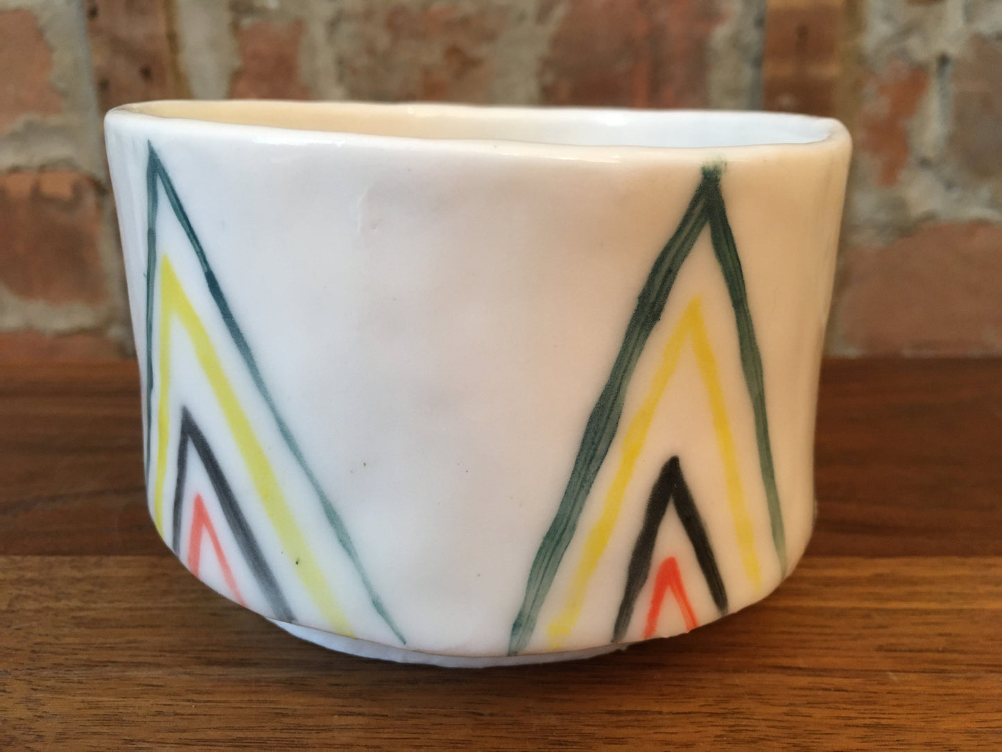 Porcelain Planter with Colored Pattern