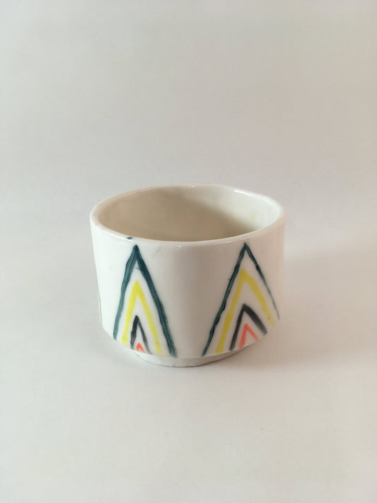 Porcelain Planter with Colored Pattern