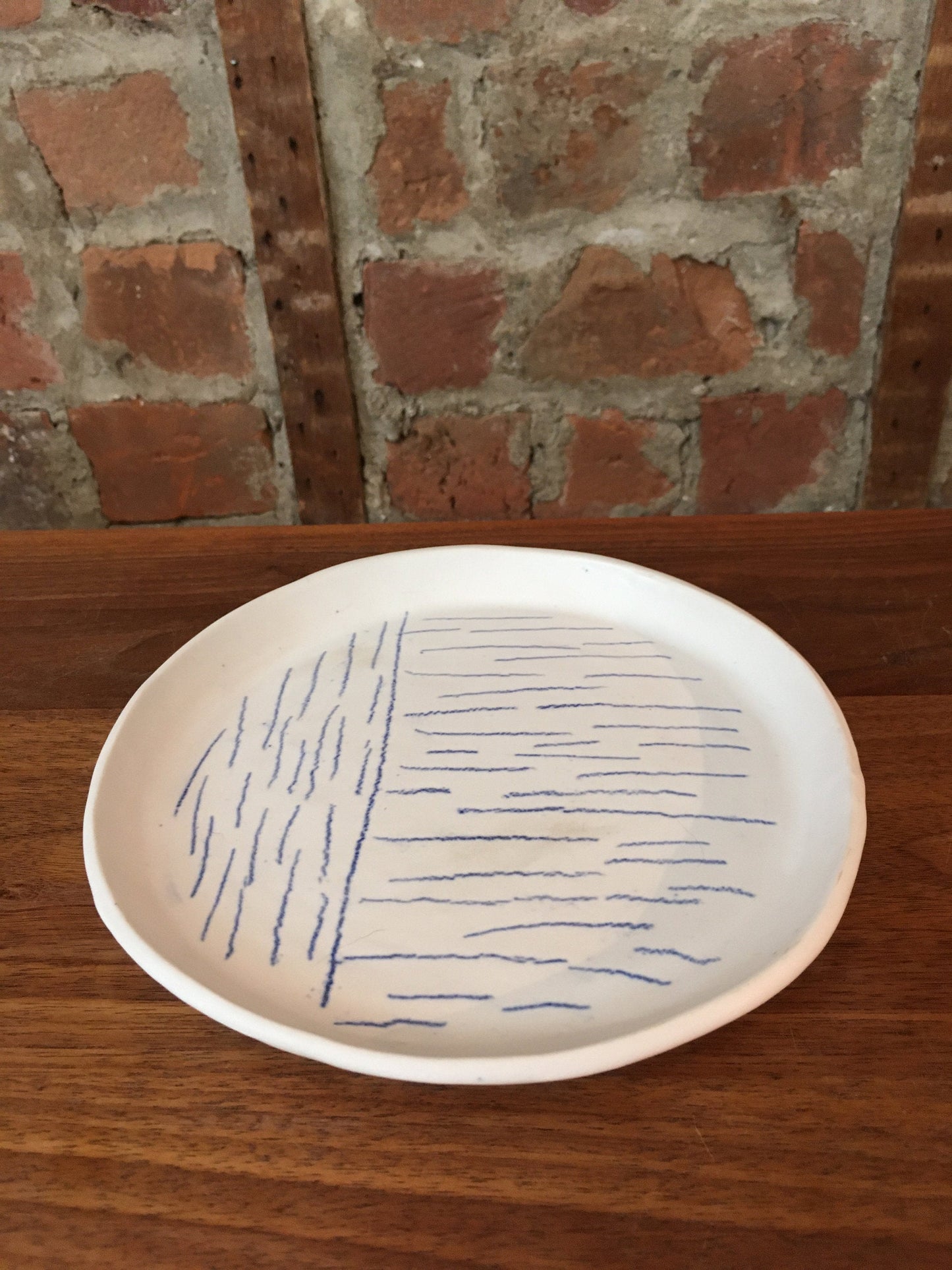 Porcelain Plate with Blue Lines II