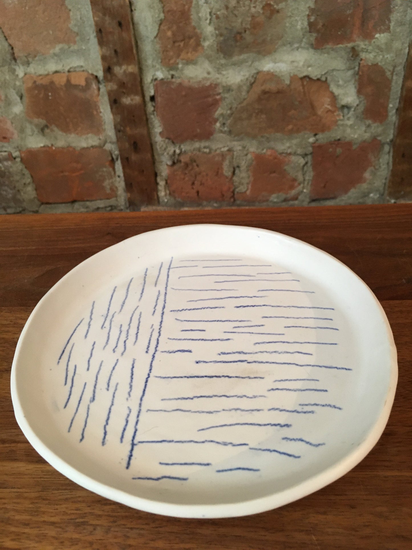 Porcelain Plate with Blue Lines II