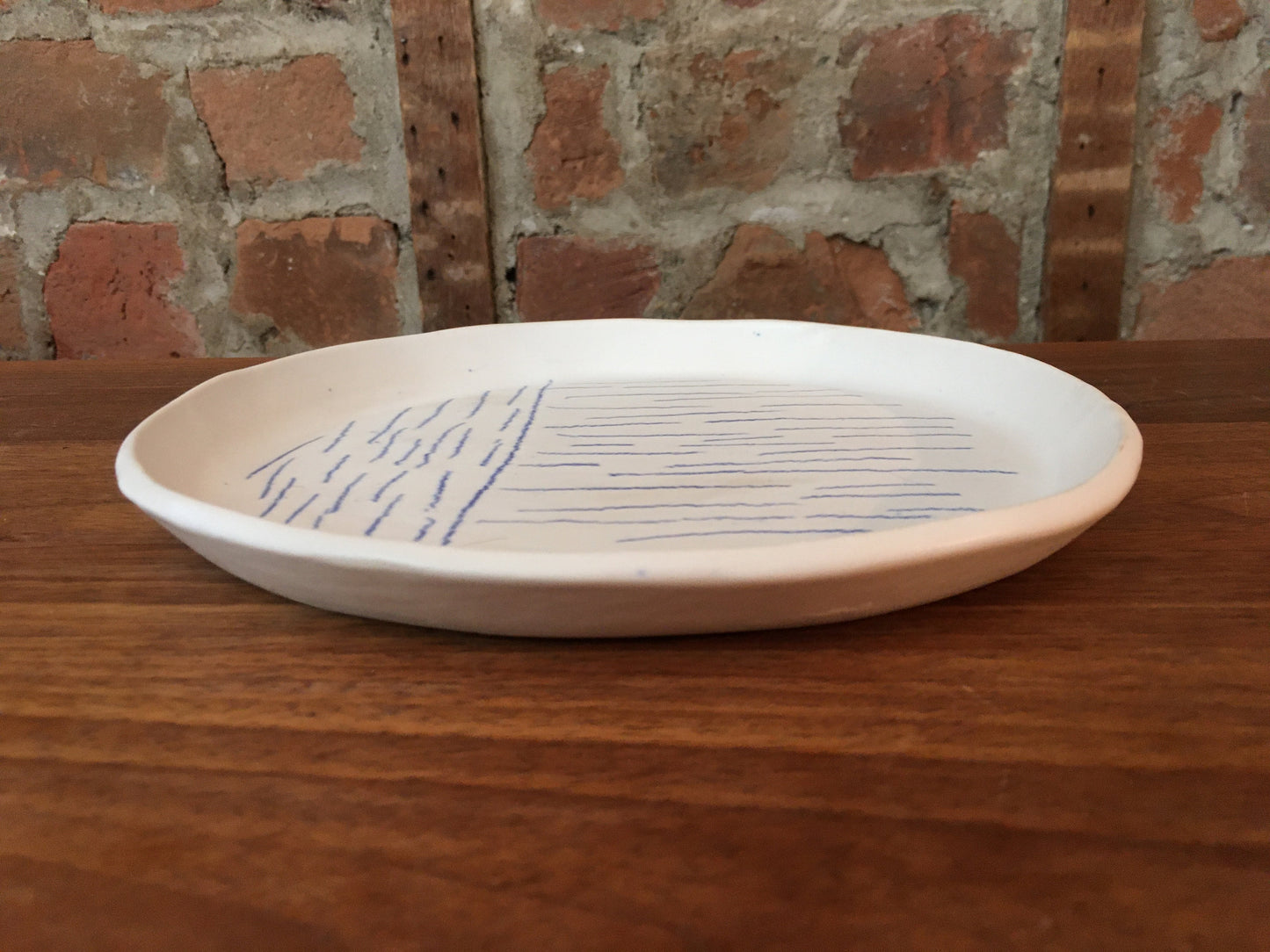 Porcelain Plate with Blue Lines II