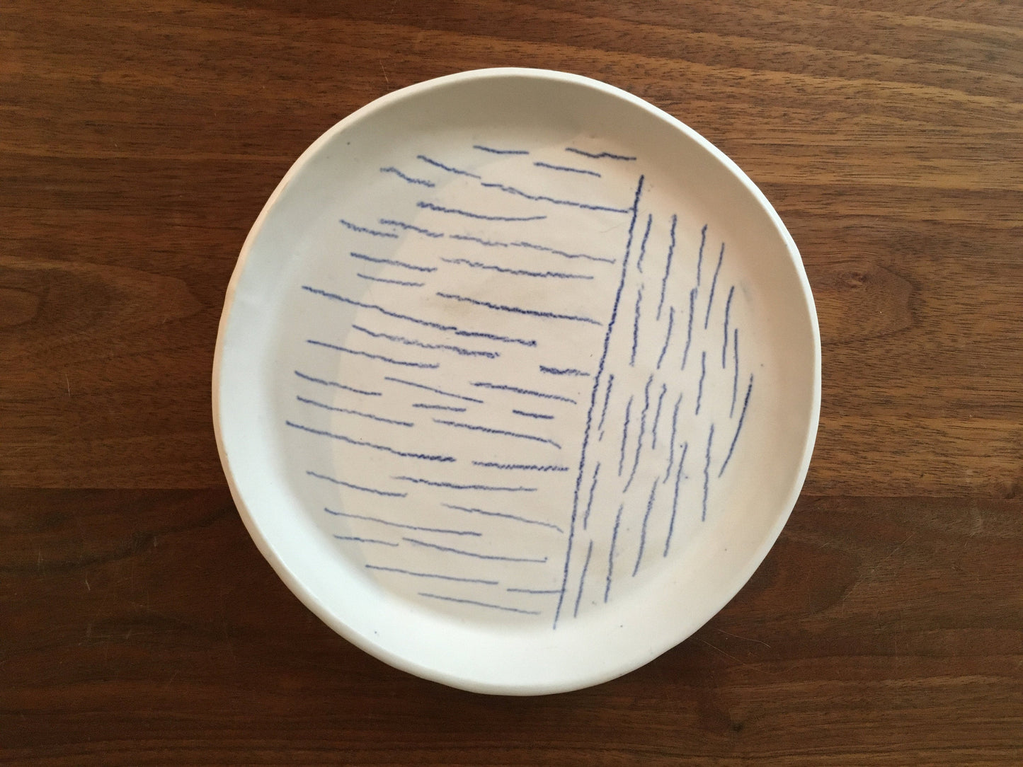 Porcelain Plate with Blue Lines II