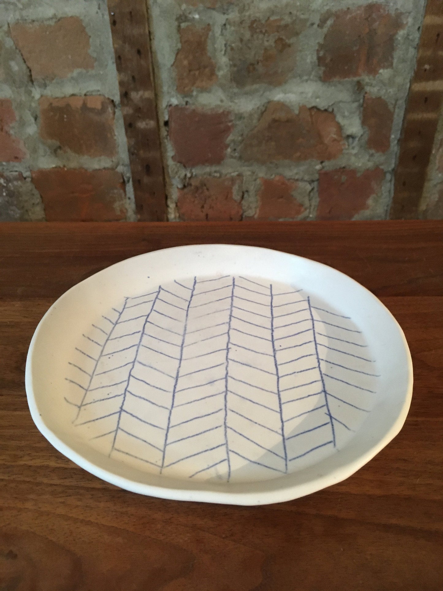 Porcelain Plate with Blue Line Pattern II