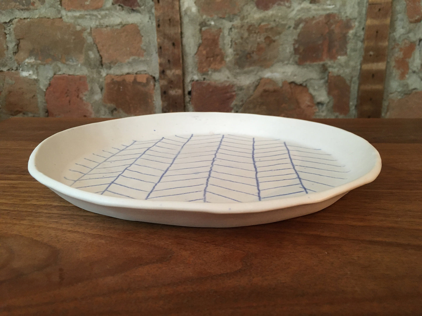 Porcelain Plate with Blue Line Pattern II