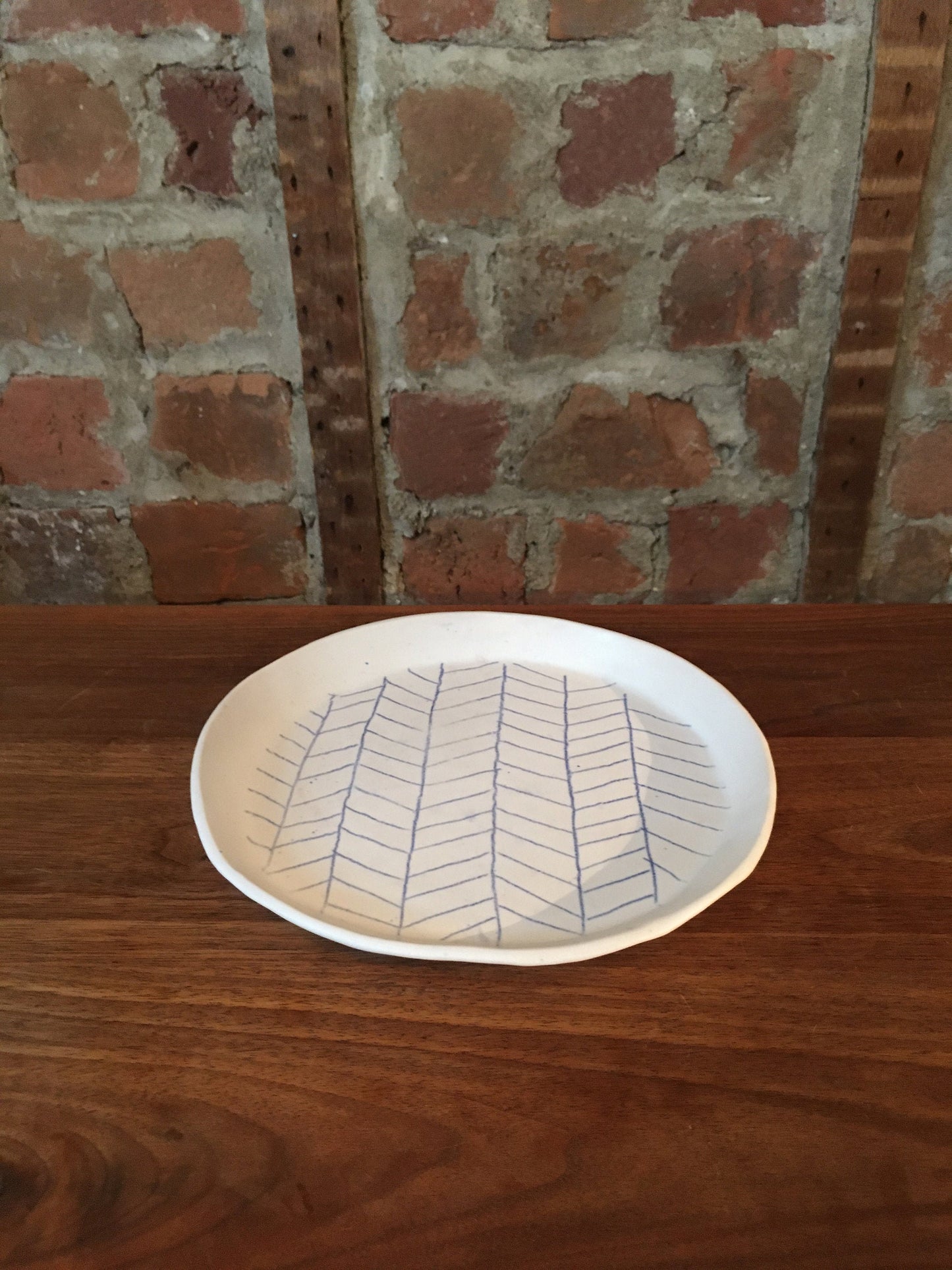 Porcelain Plate with Blue Line Pattern II