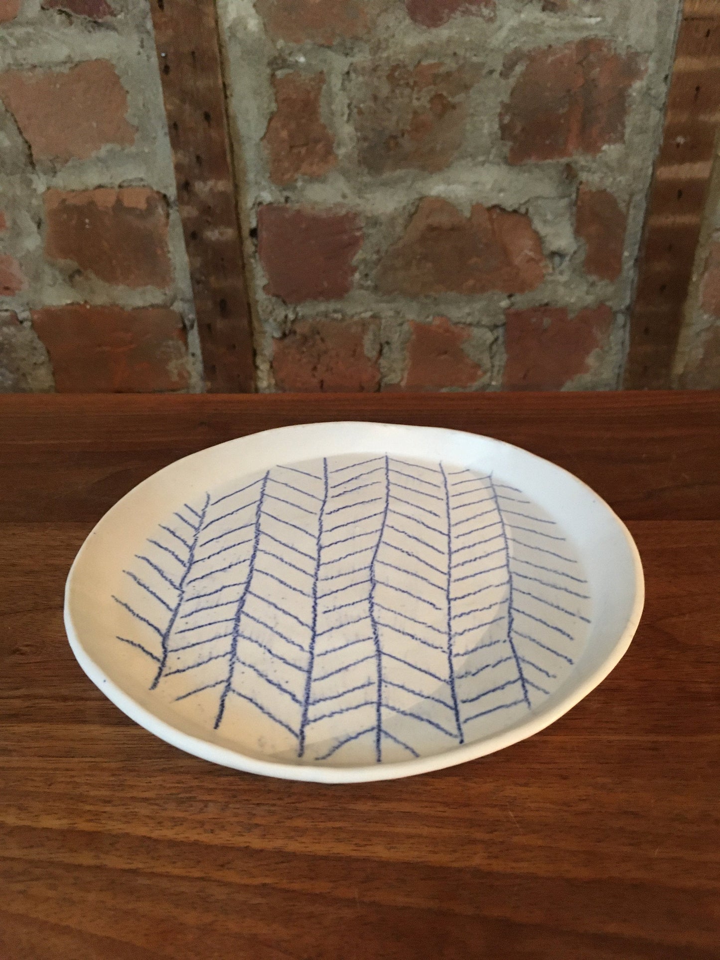 Porcelain Plate with Blue Line Pattern III