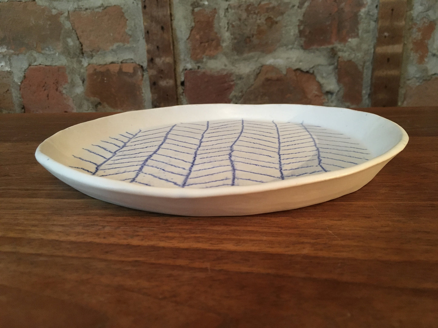 Porcelain Plate with Blue Line Pattern III