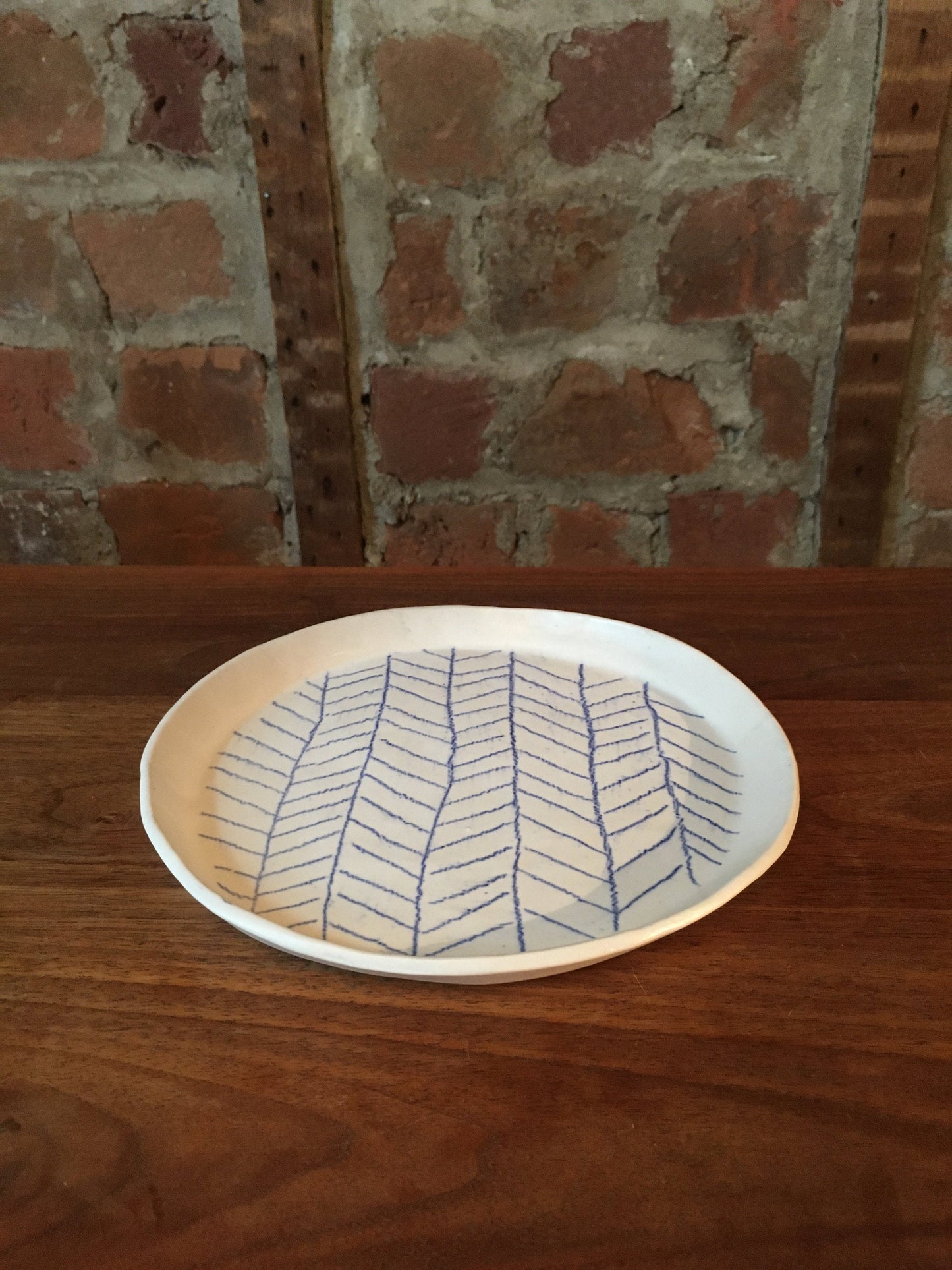 Porcelain Plate with Blue Line Pattern III