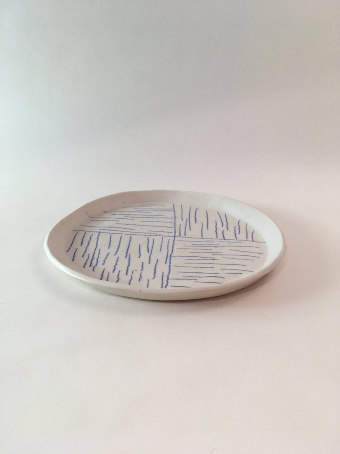 Porcelain Plate with Blue Lines in Quarters V