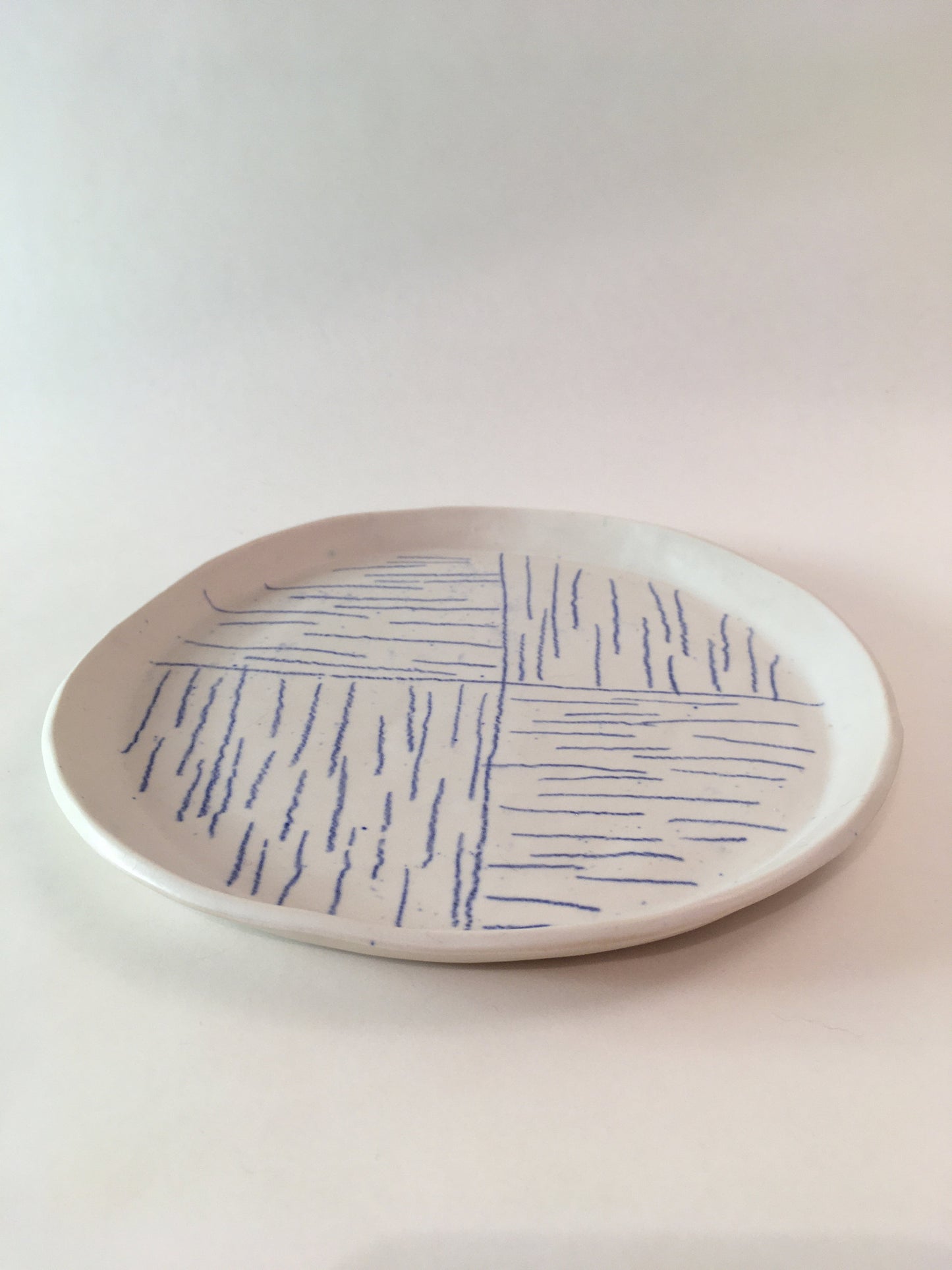 Porcelain Plate with Blue Lines in Quarters V