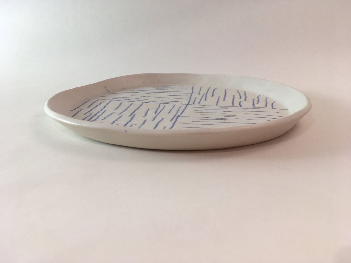 Porcelain Plate with Blue Lines in Quarters V