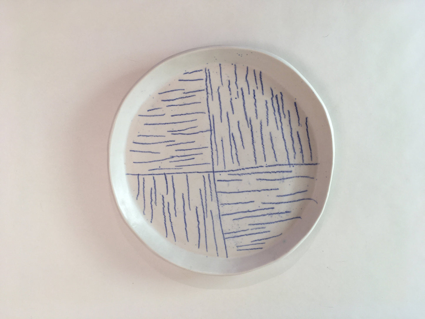 Porcelain Plate with Blue Lines in Quarters V