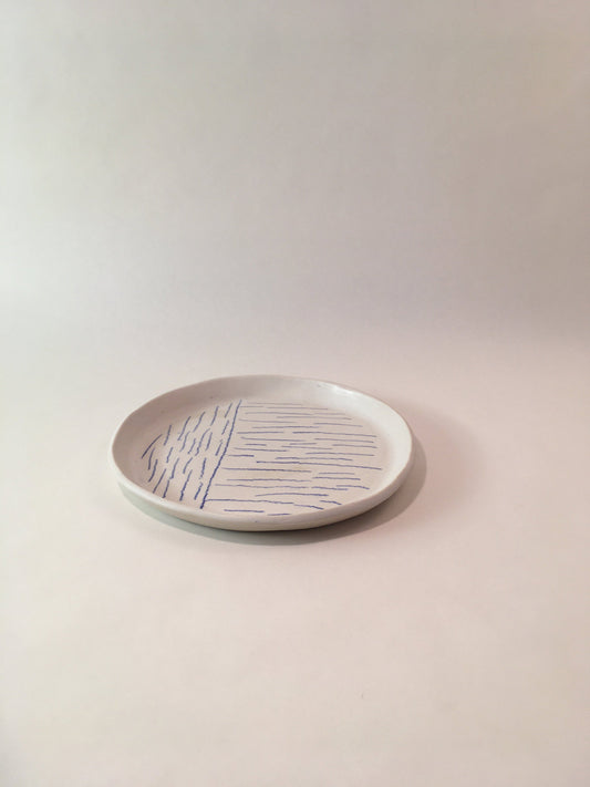 Porcelain Plate with Blue Lines II