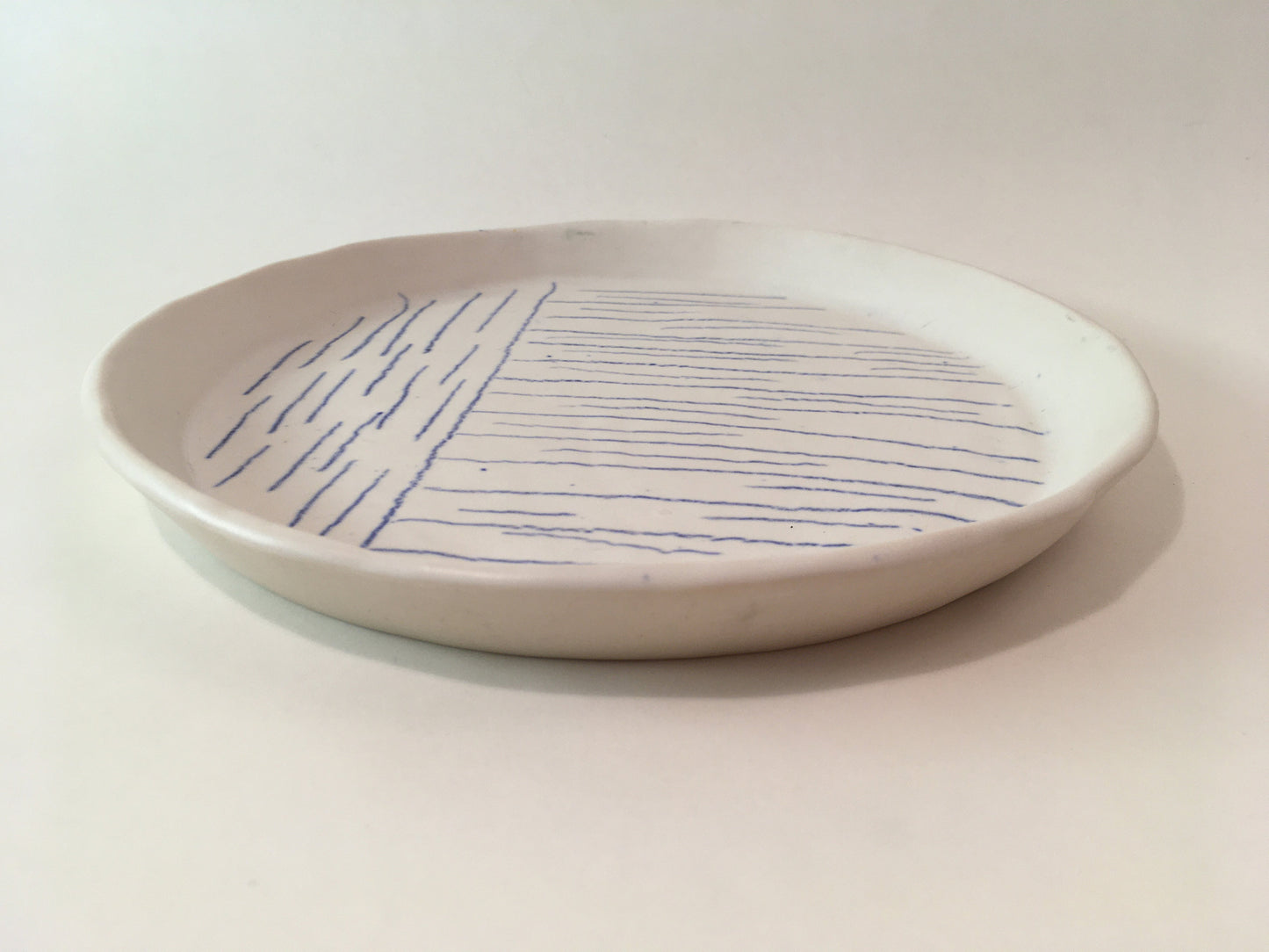 Porcelain Plate with Blue Lines I