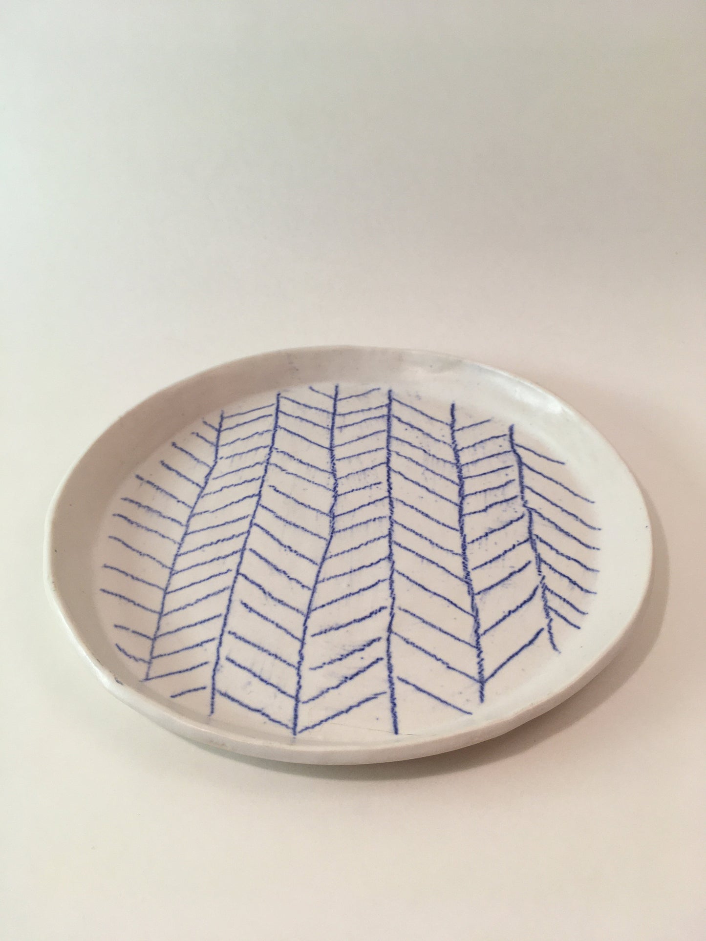 Porcelain Plate with Blue Line Pattern III