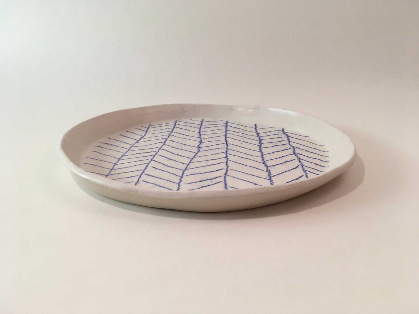 Porcelain Plate with Blue Line Pattern III