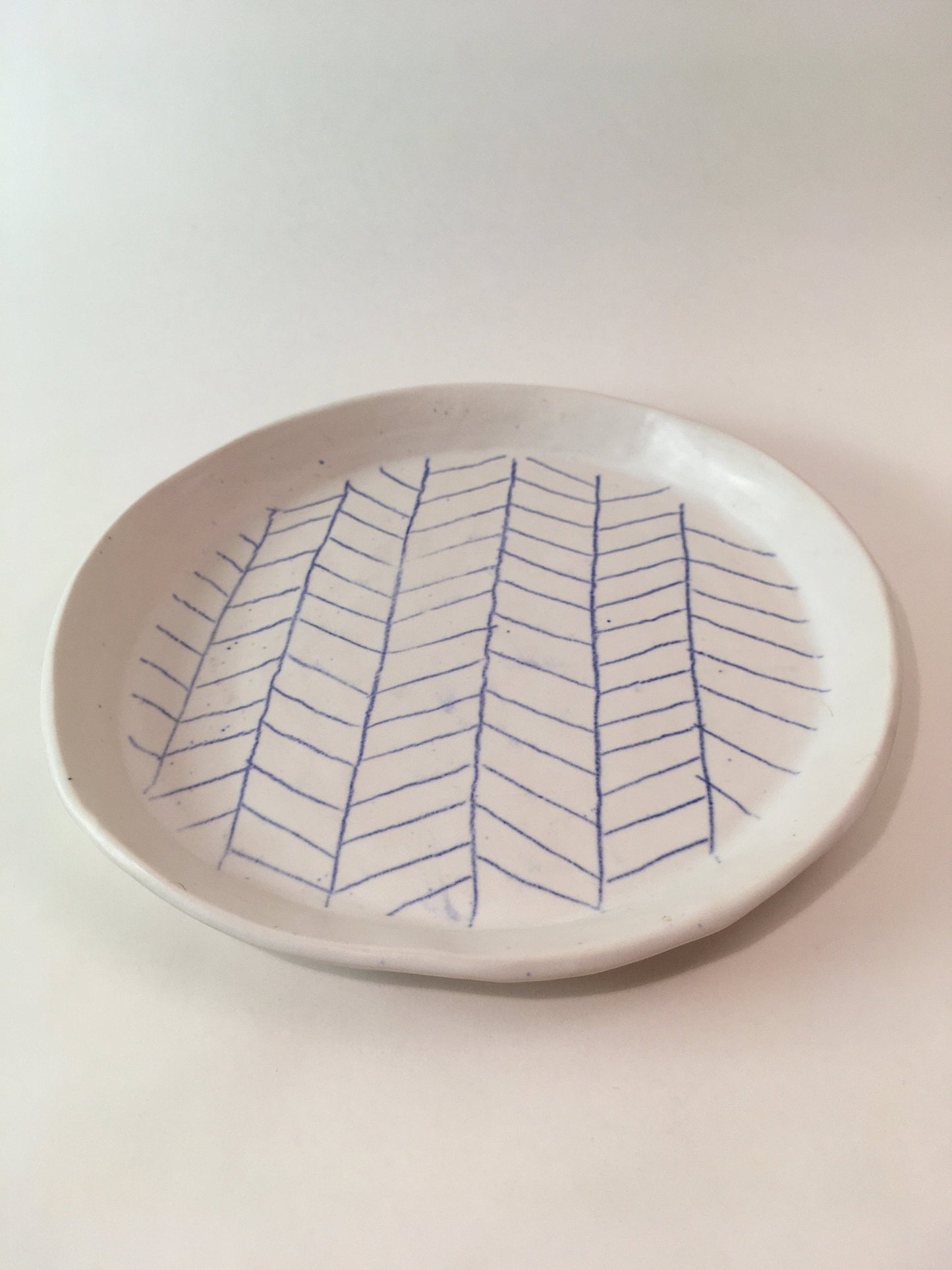 Porcelain Plate with Blue Line Pattern II