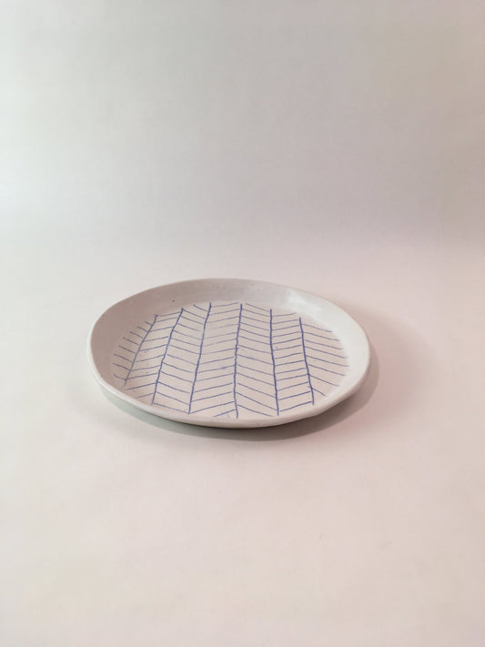 Porcelain Plate with Blue Line Pattern II