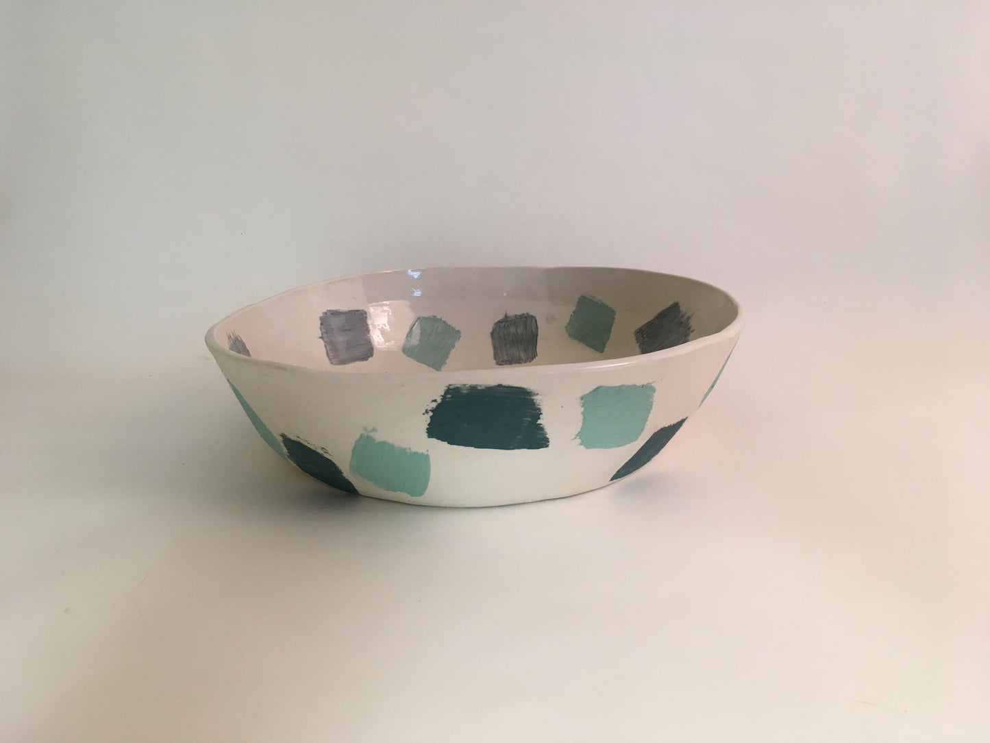 Porcelain Bowl with Light and Dark Green Marks