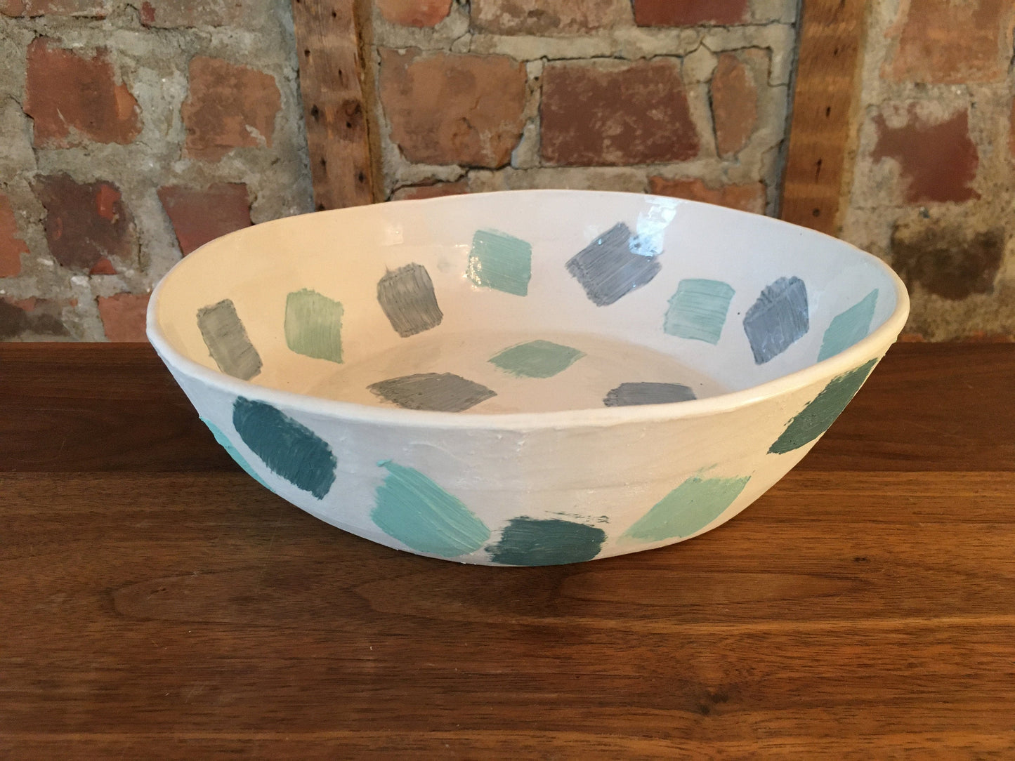 Porcelain Bowl with Light and Dark Green Marks