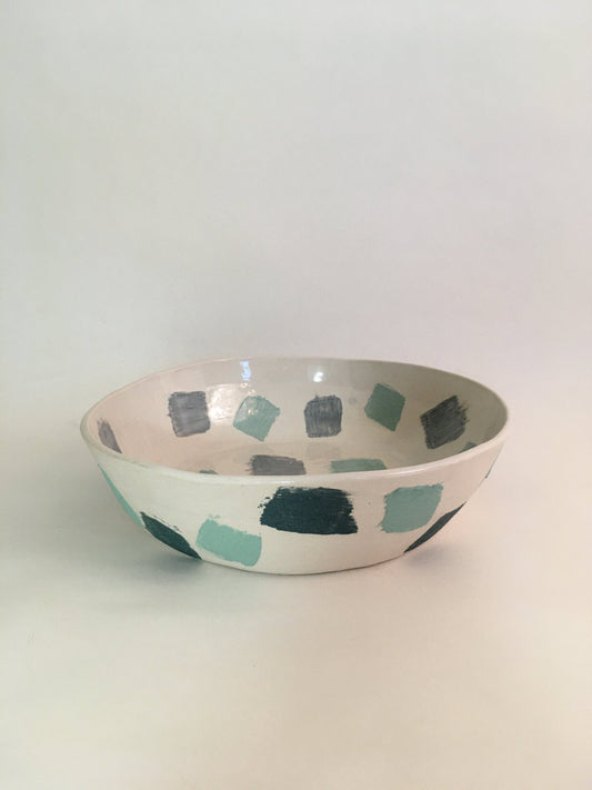 Porcelain Bowl with Light and Dark Green Marks