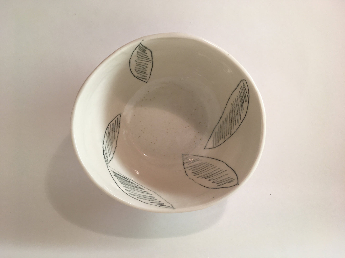 Porcelain Bowl with Leaf Accents