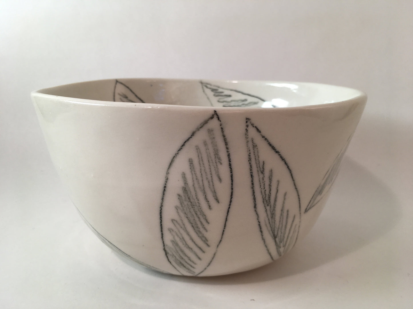 Porcelain Bowl with Leaf Accents