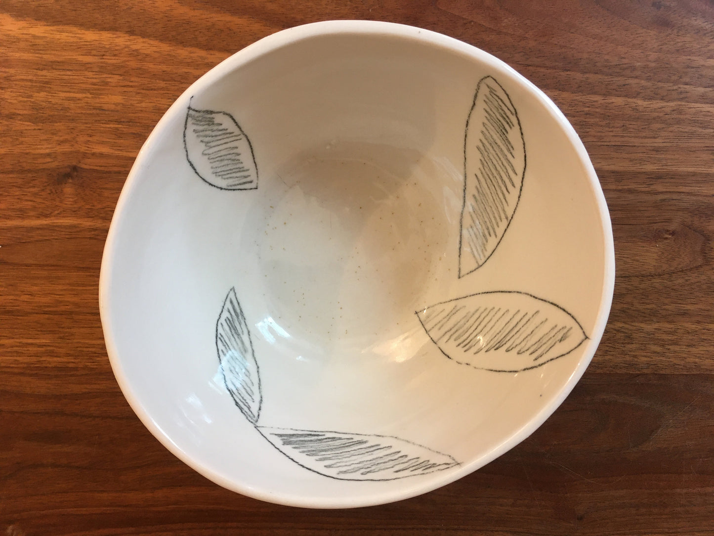 Porcelain Bowl with Leaf Accents