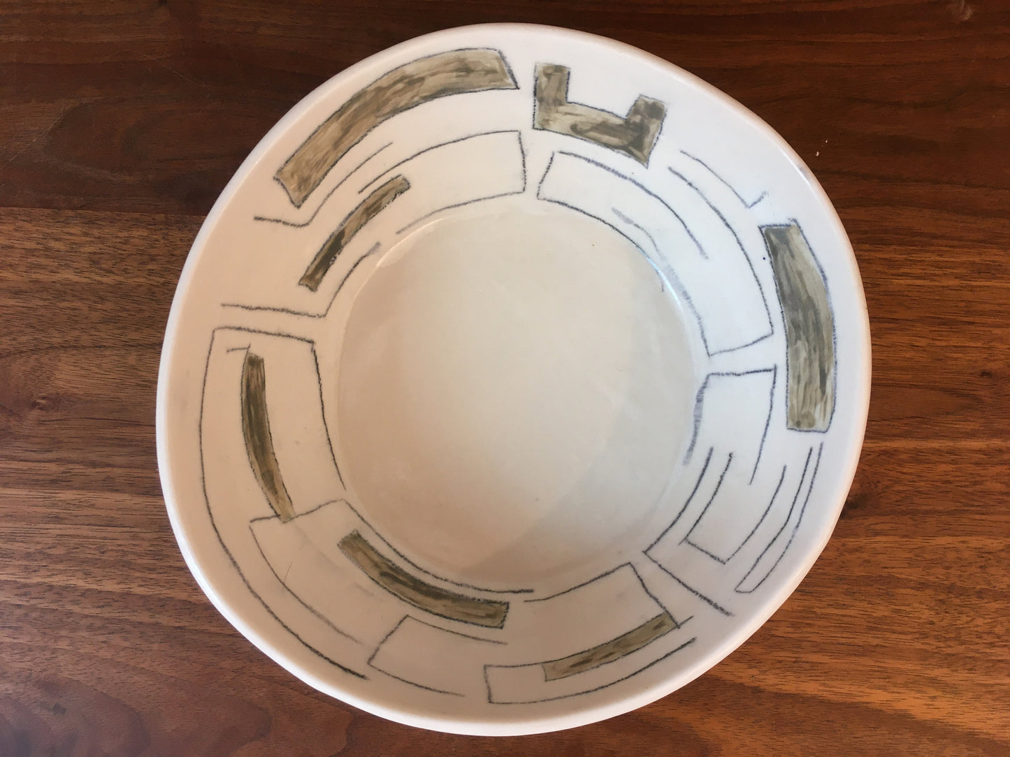 Hand-built porcelain bowl with Lines and Rectangles