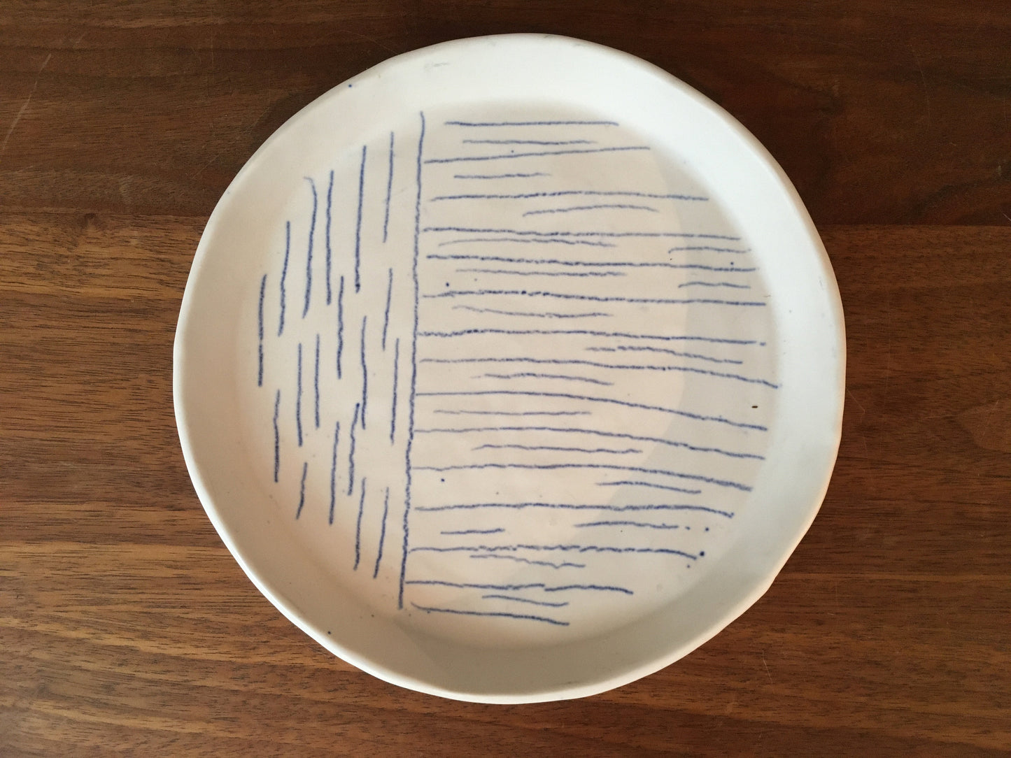 Porcelain Plate with Blue Lines I