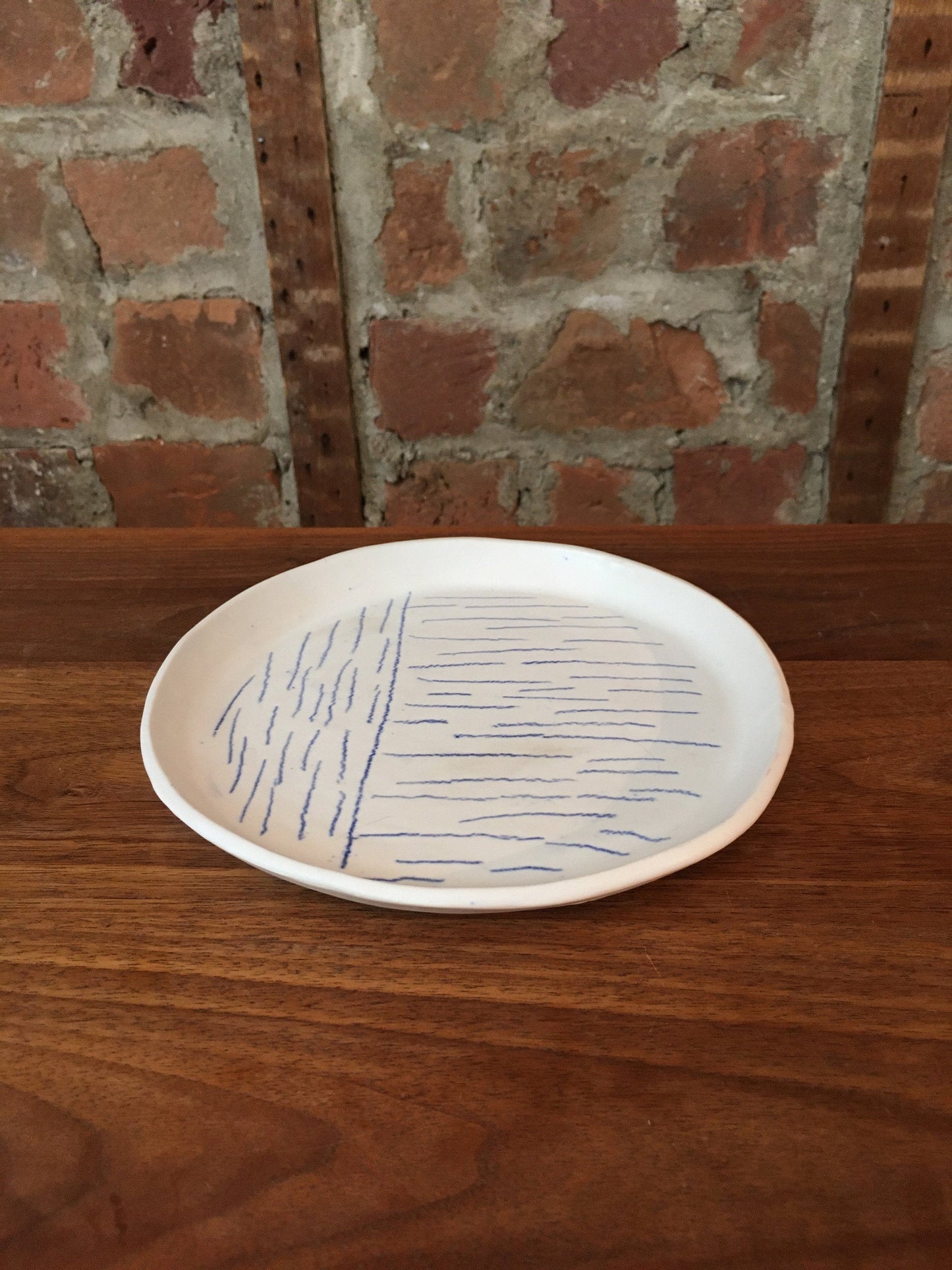 Porcelain Plate with Blue Lines II