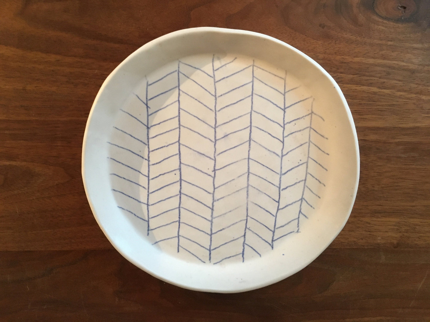 Porcelain Plate with Blue Line Pattern II