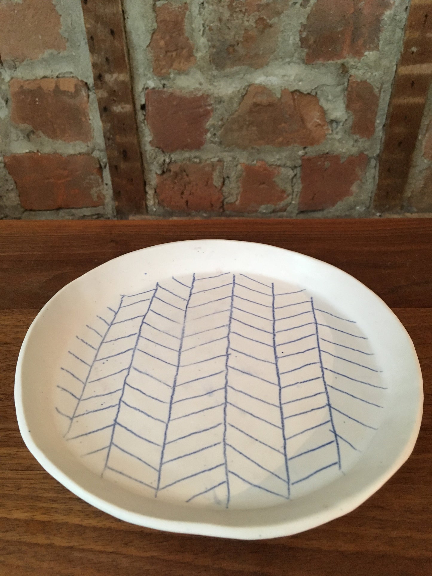 Porcelain Plate with Blue Line Pattern II