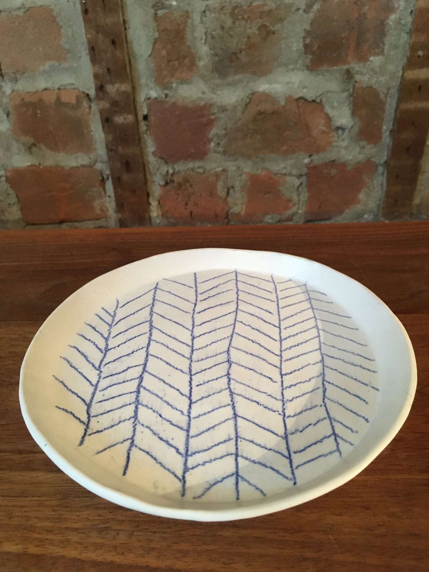 Porcelain Plate with Blue Line Pattern III