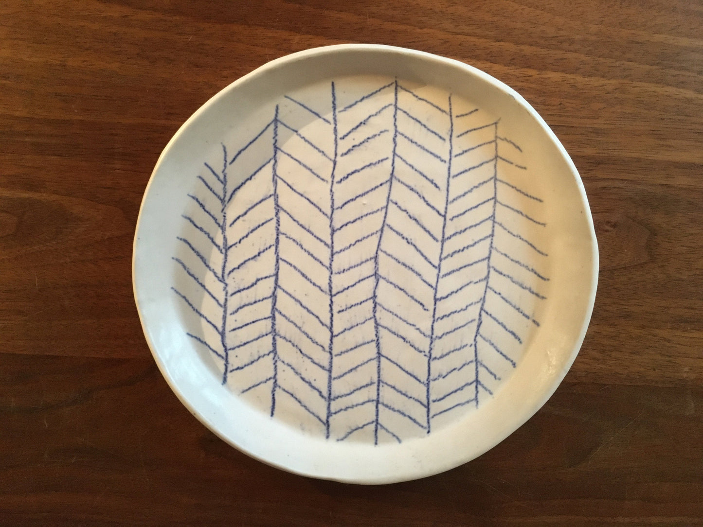 Porcelain Plate with Blue Line Pattern III