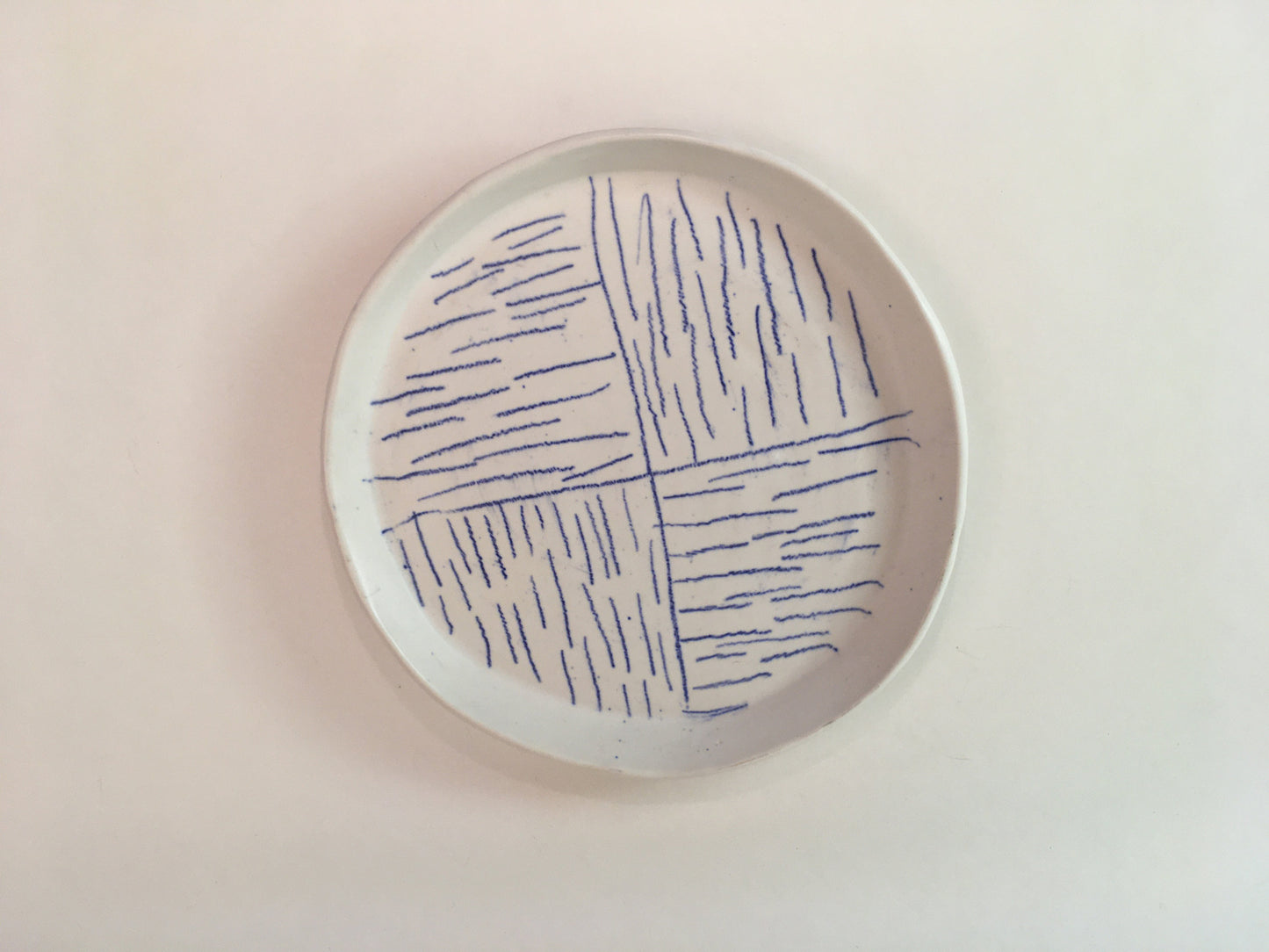 Porcelain Plate with Blue Lines in Quarters III