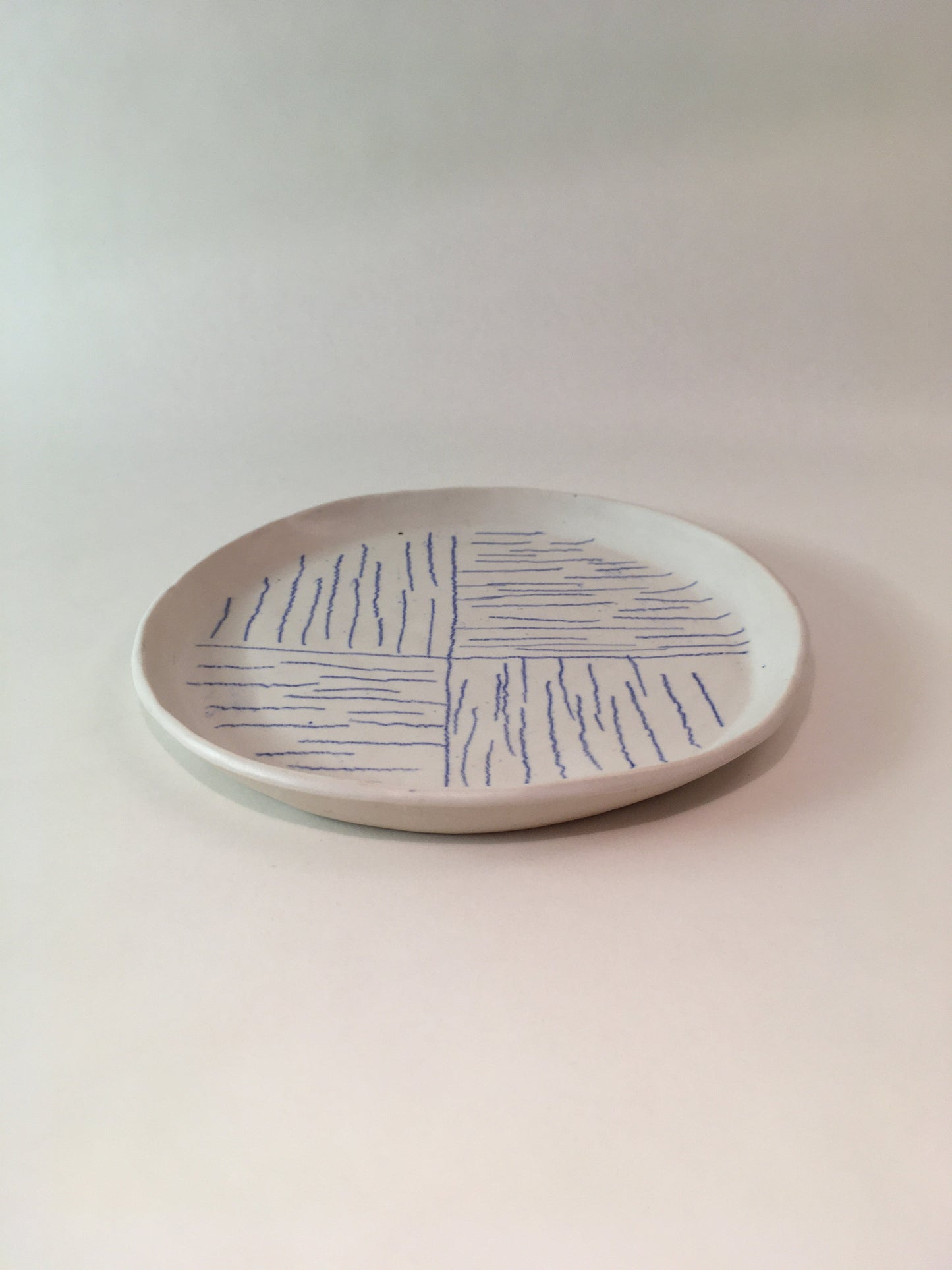 Porcelain Plate with Blue Lines in Quarters IV