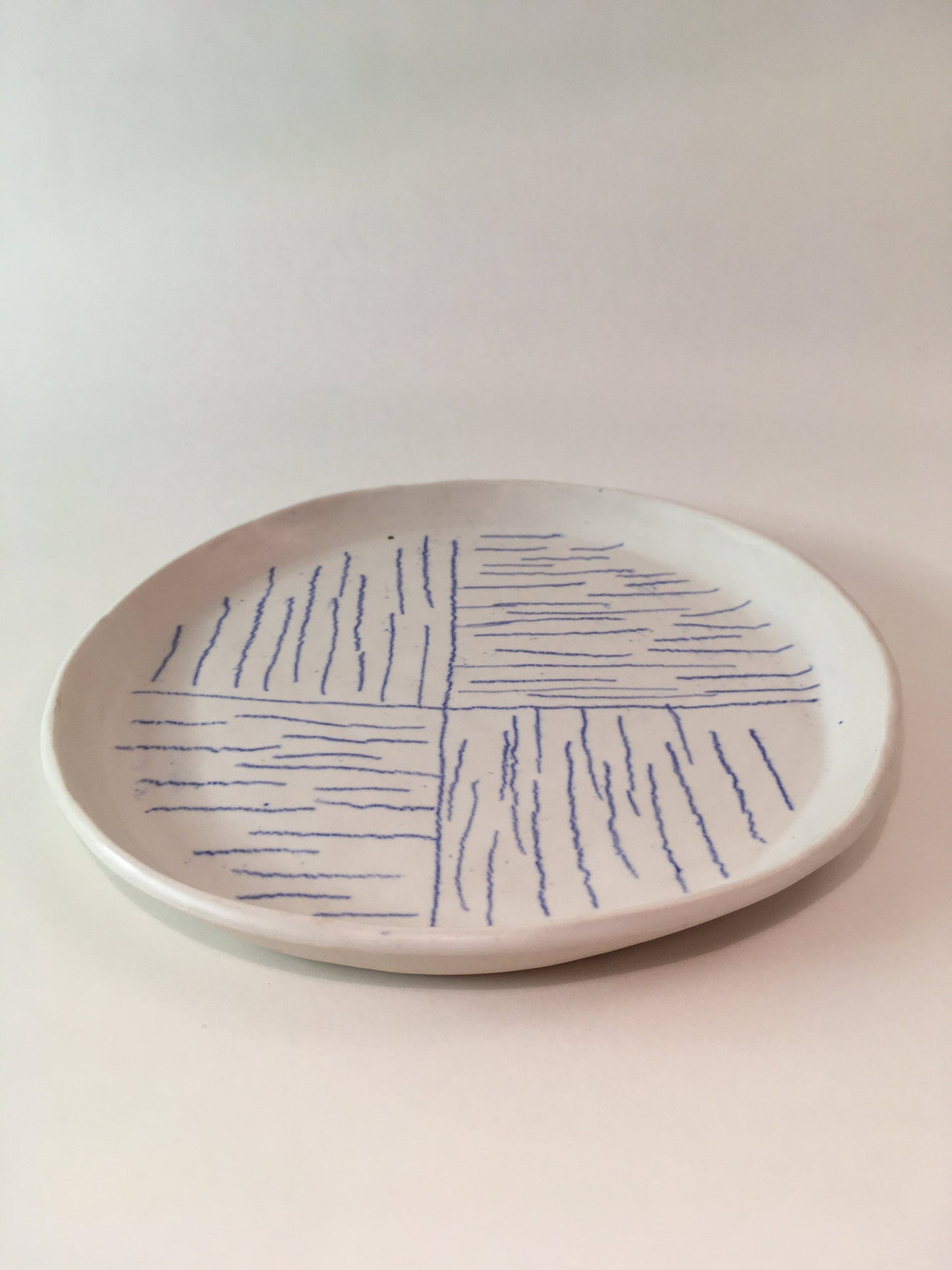 Porcelain Plate with Blue Lines in Quarters IV