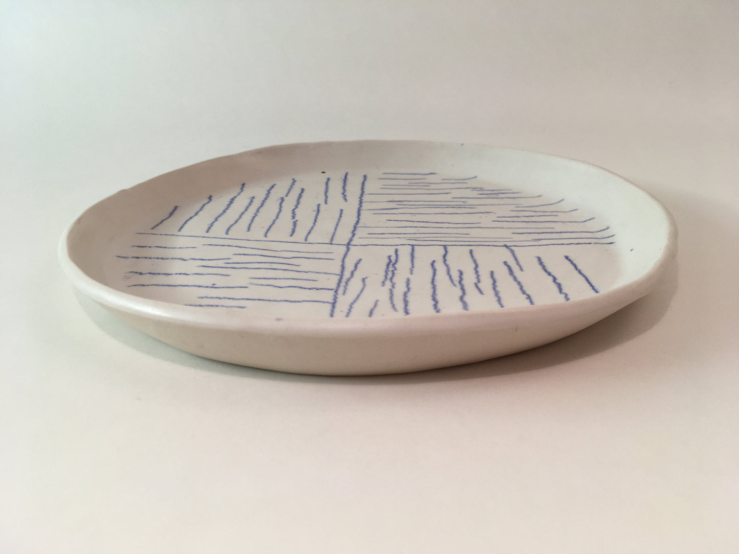 Porcelain Plate with Blue Lines in Quarters IV