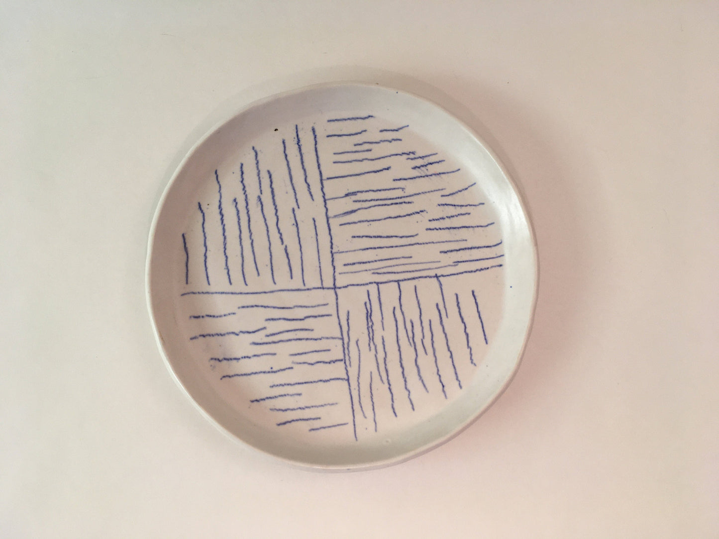 Porcelain Plate with Blue Lines in Quarters IV