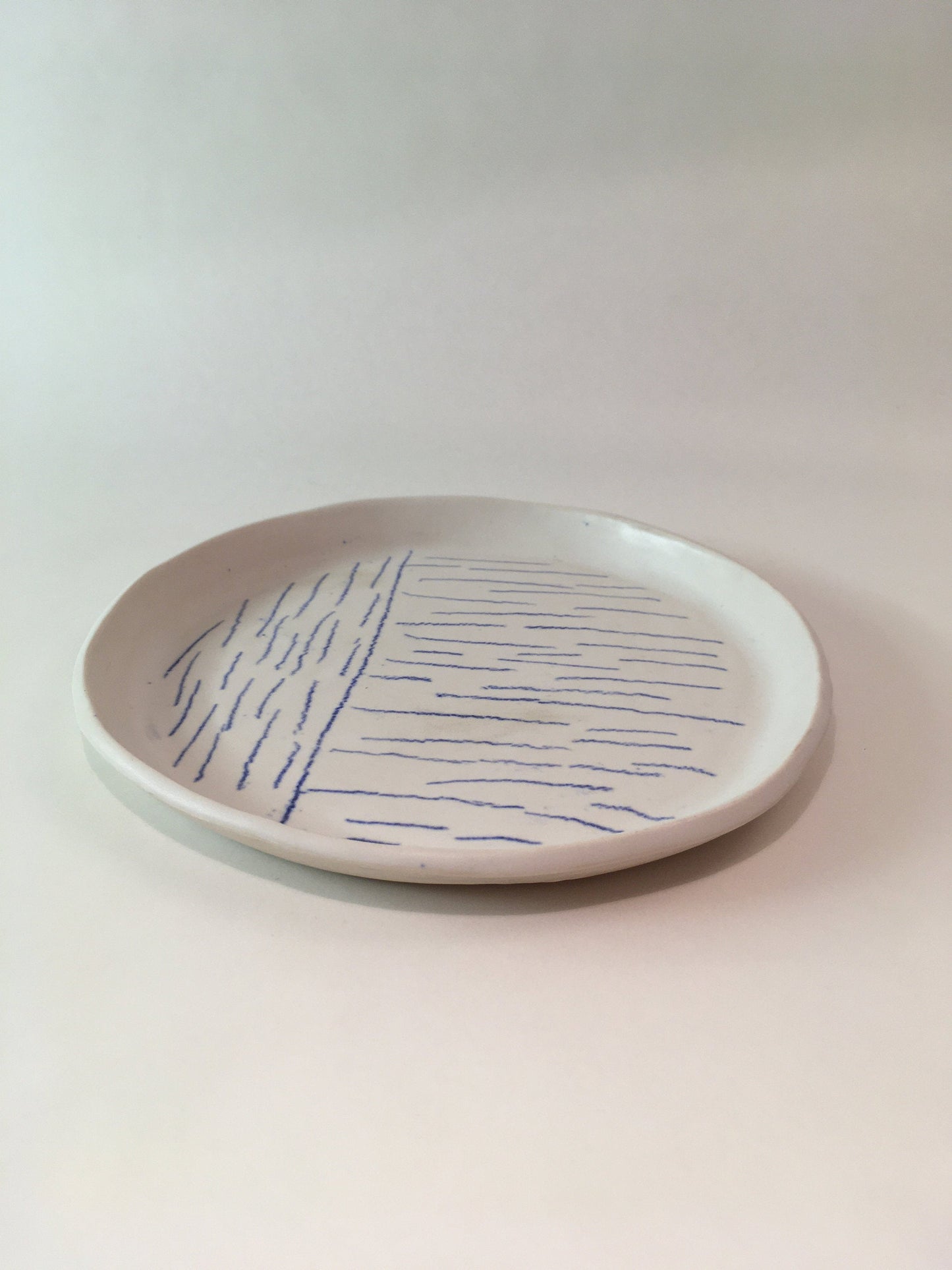 Porcelain Plate with Blue Lines II