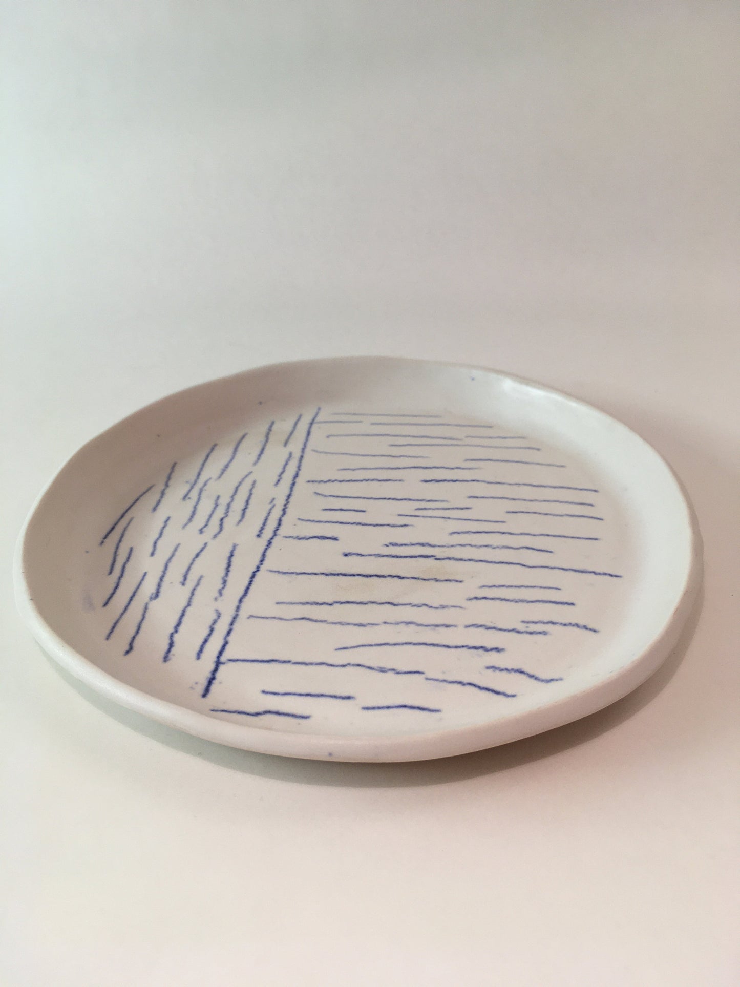 Porcelain Plate with Blue Lines II